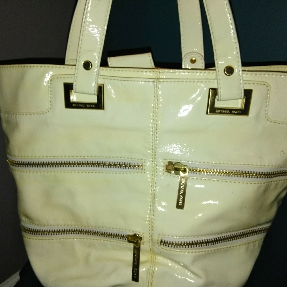MK Cream rainy day/beach day tote bag